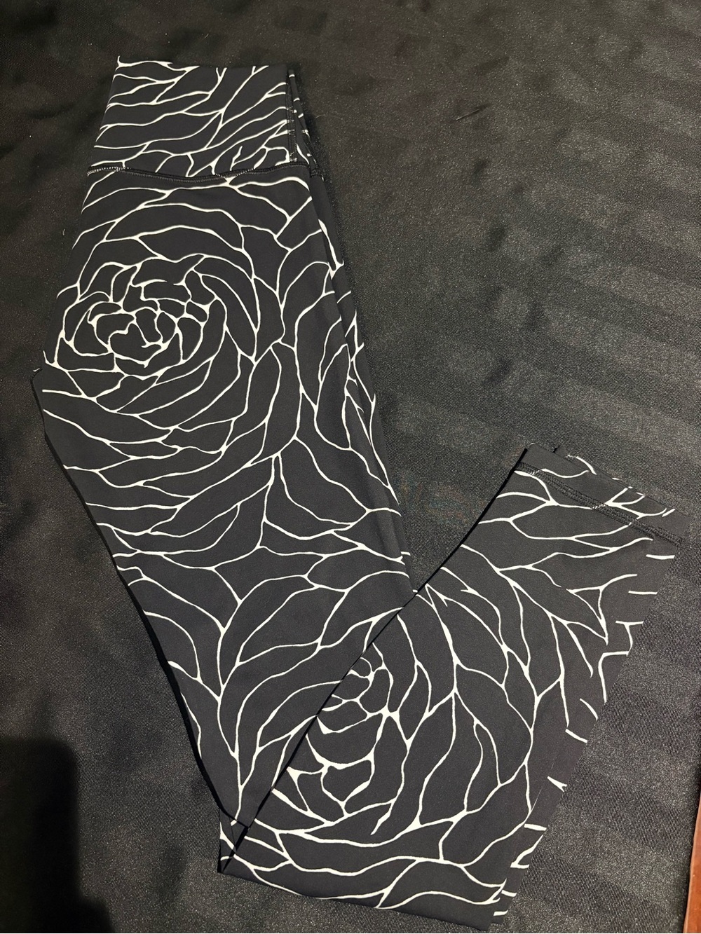 lululemon athletica Black Leggings with White Floral Swirl Print